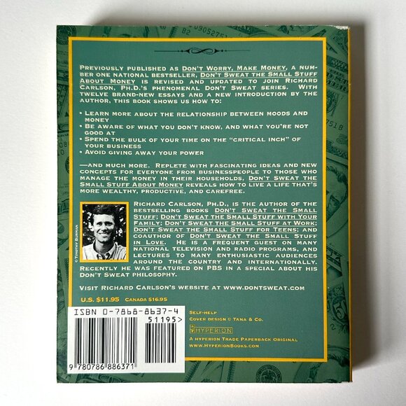 Don’t Sweat the Small Stuff About Money, Carlson, Softcover Book Hyperion 2001 - Picture 2 of 7